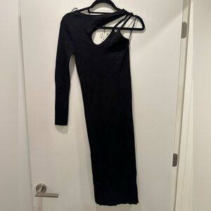 Zara Black Asymmetrical One Shoulder Bodycon Dress